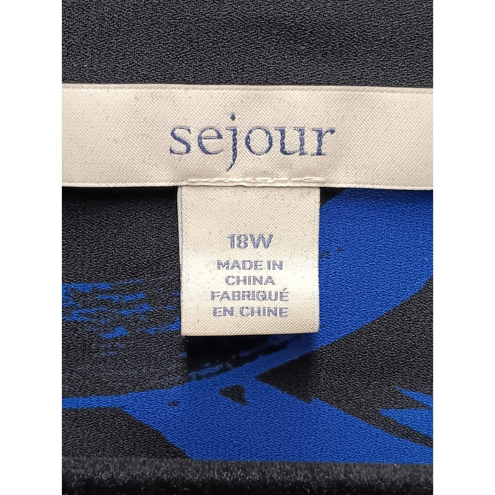 Sejour Abstract Blouse 18W Black Blue Dark Fairy Witchy Button Tunic Draped - Picture 2 of 7